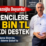 Tahmazoğlu Duyurdu! Öğrencilere 66 bin TL Nakdi Destek